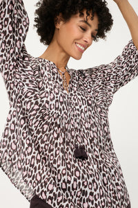 Blouse tunique à imprimé léopard