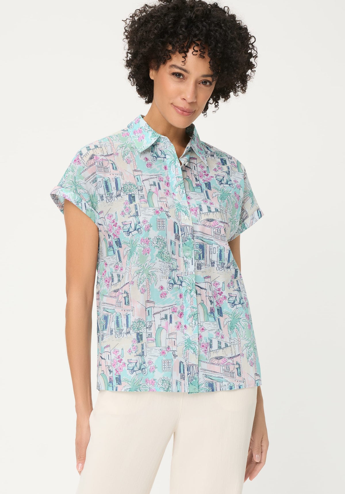 Chemise à imprimé « Villa italienne »