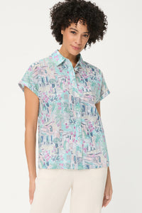Chemise à imprimé « Villa italienne »