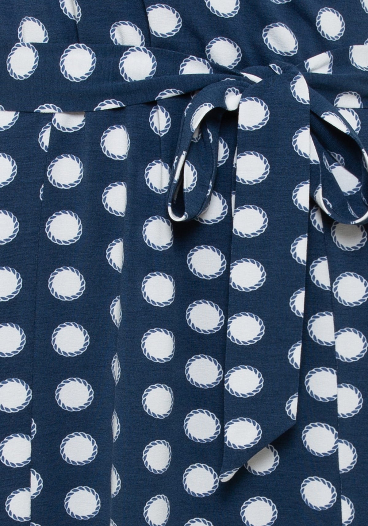 Polka Dot Faux Wrap A-Line Midi Dress