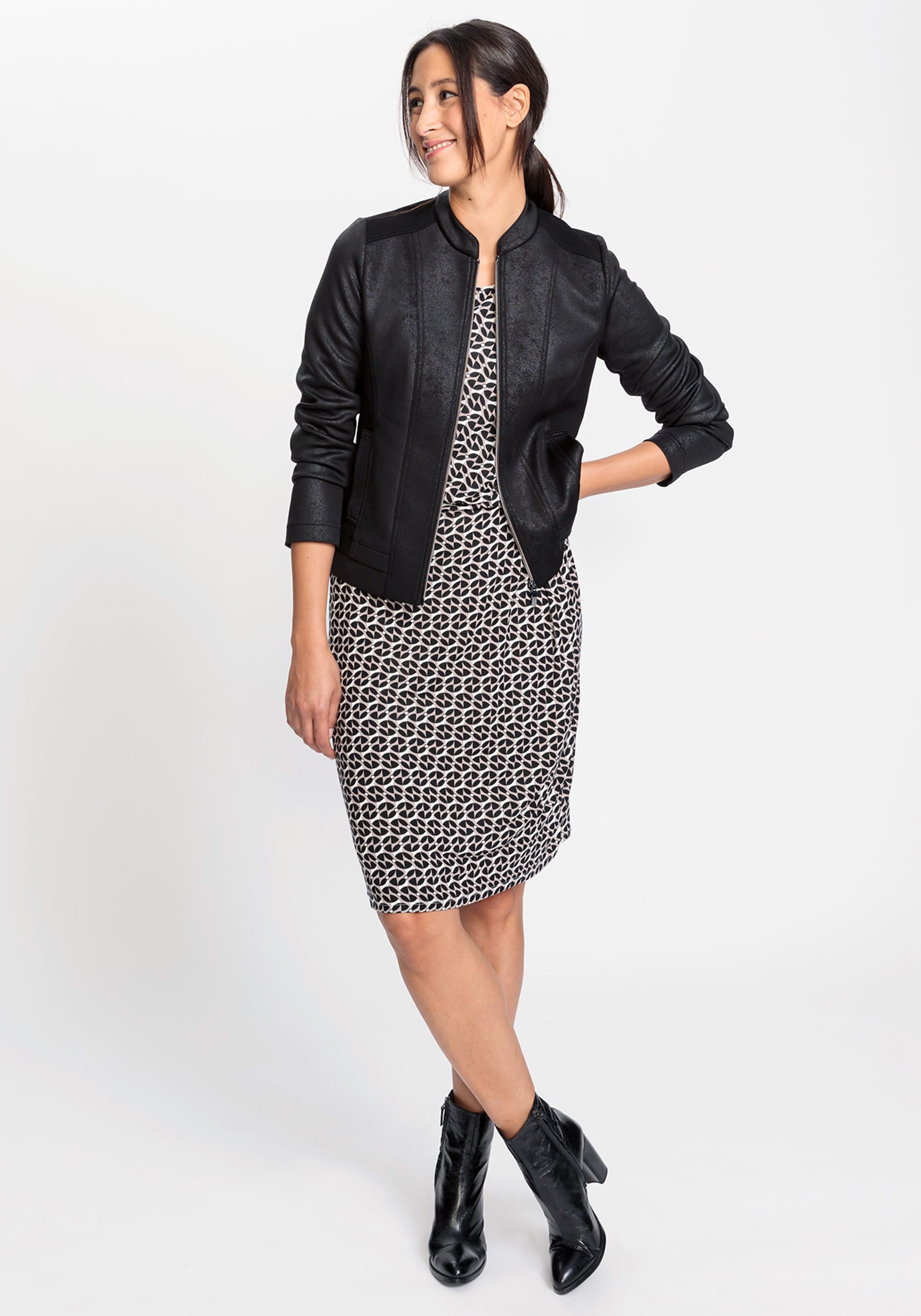 3/4 Sleeve Geo Motif Dress - Olsen Fashion Canada