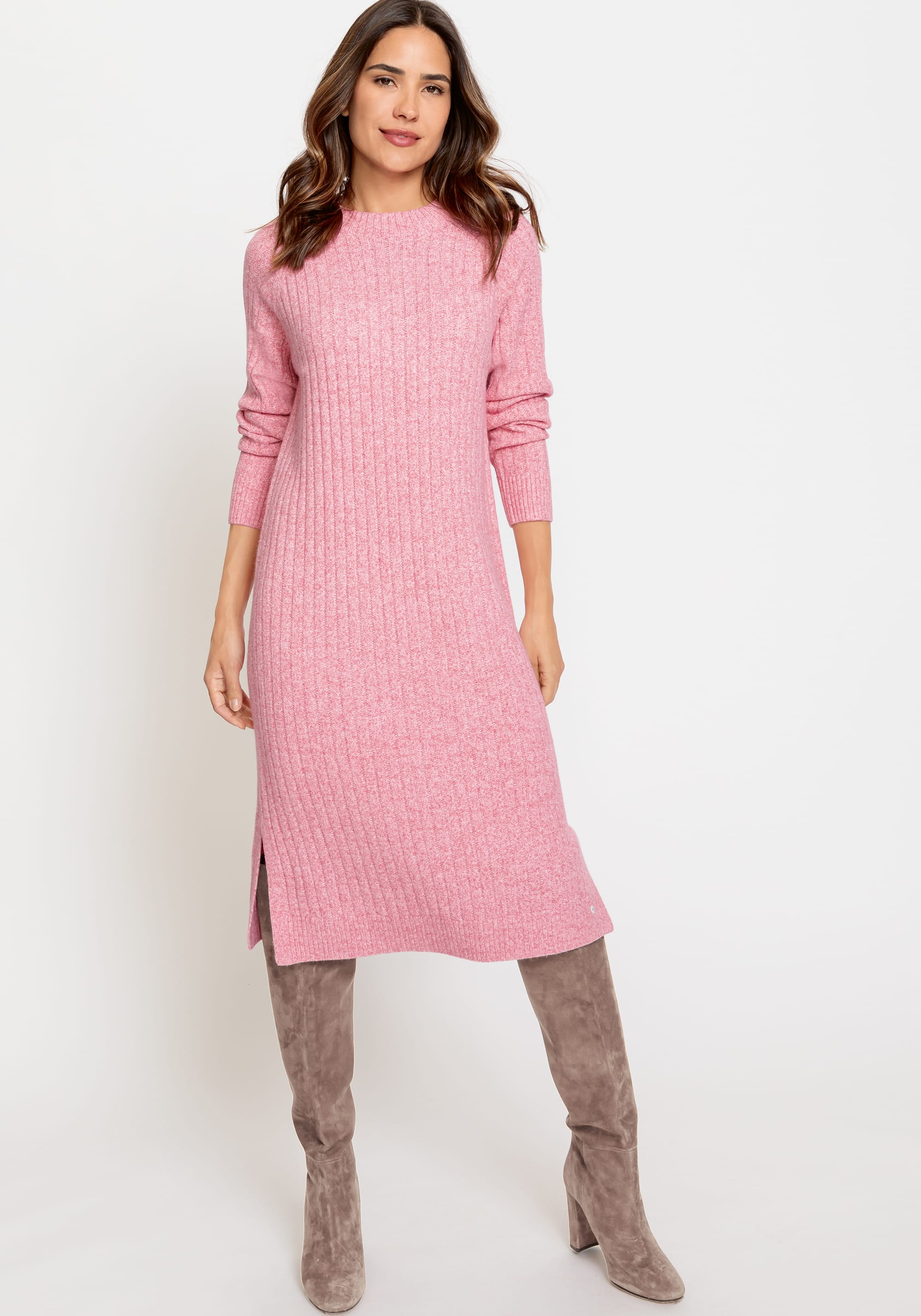 Long Sleeve Rib Knit Sweater Dress - Olsen Fashion Canada