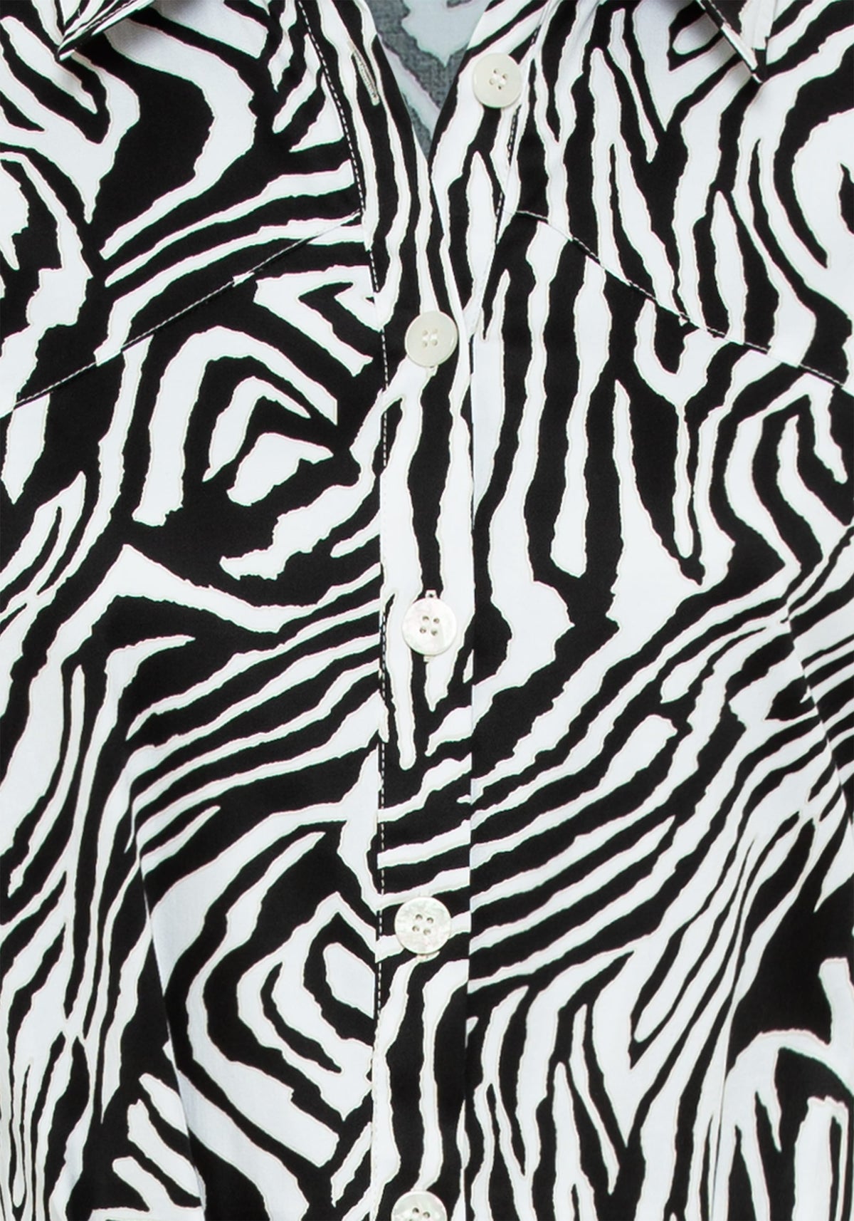 3/4 Sleeve Zebra Print A-Line Midi Shirt Dress