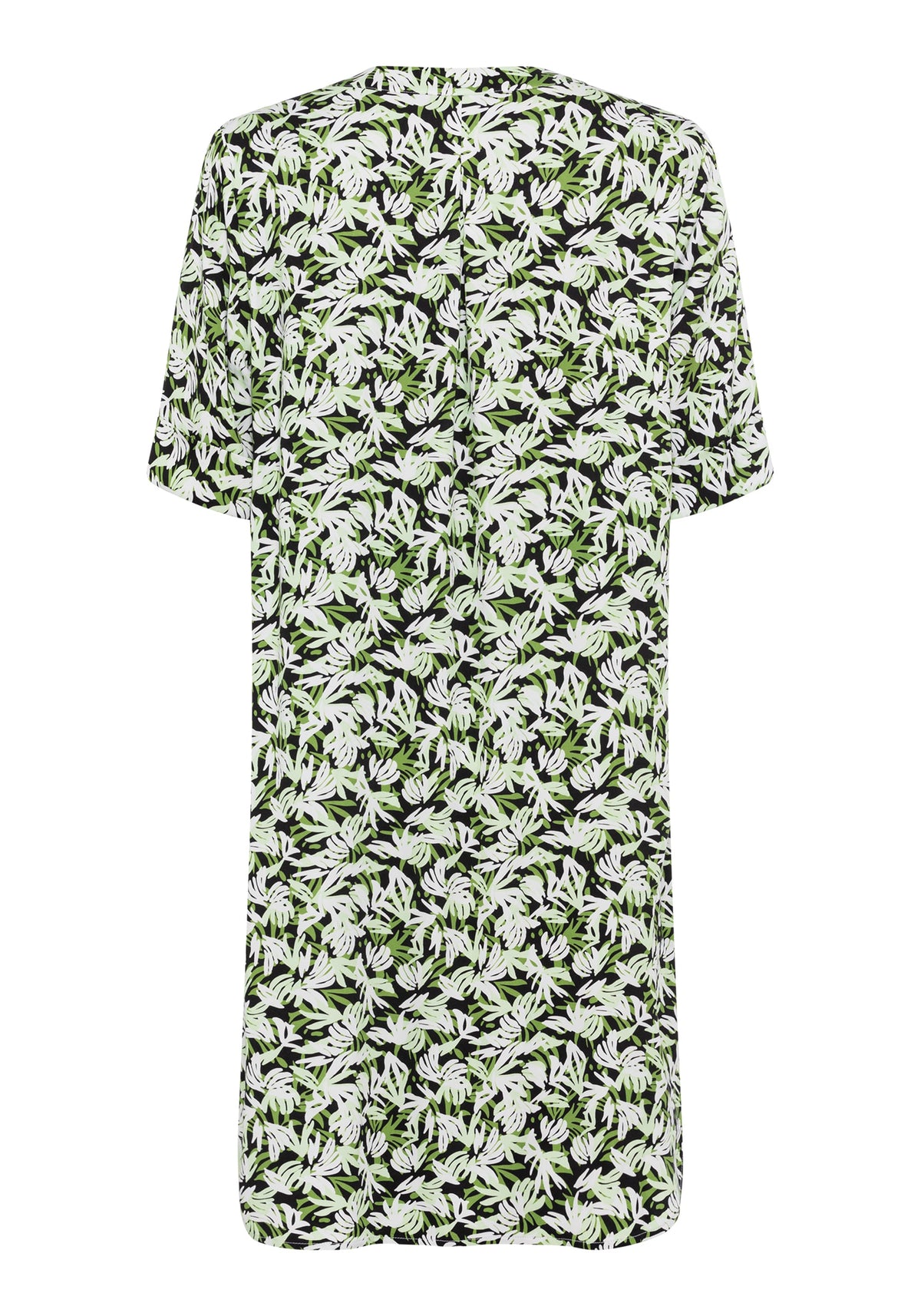 Elbow Sleeve Leaf Print Dress