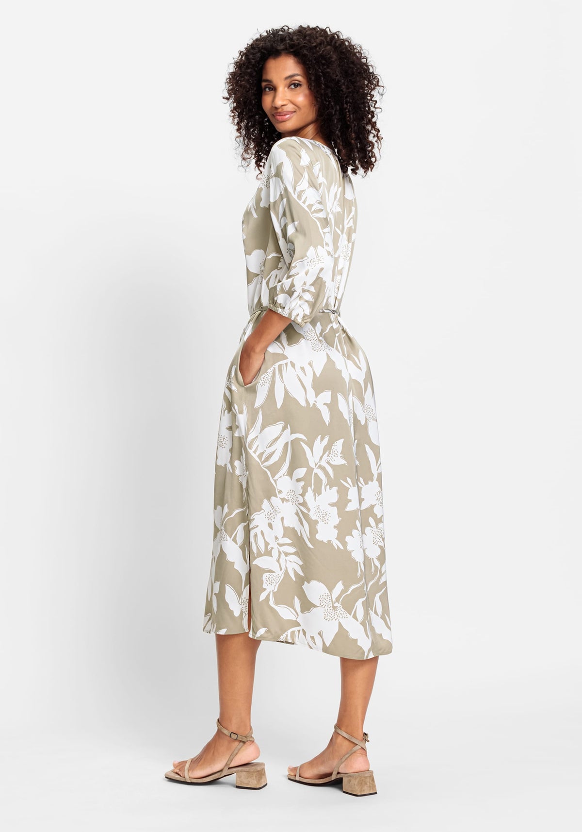 Long Sleeve Abstract Floral Print Dress