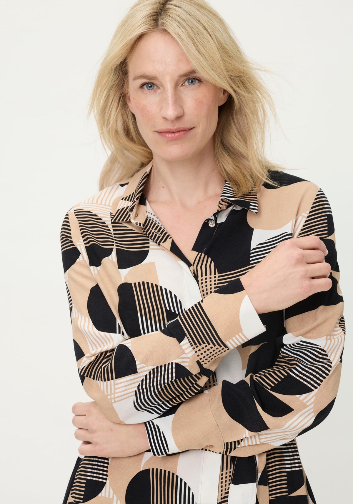 Geo Mixed Shirt Dress