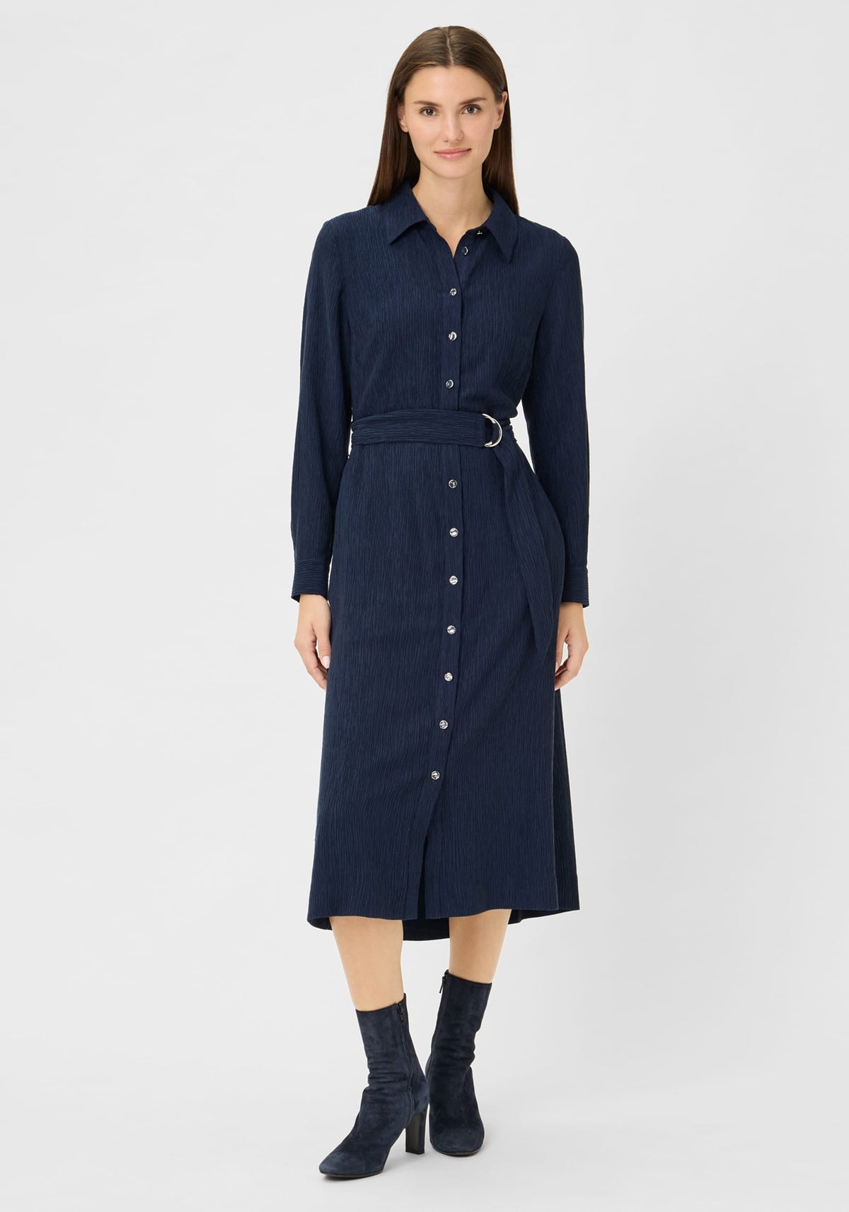 Crinkle A-Line Shirt Dress
