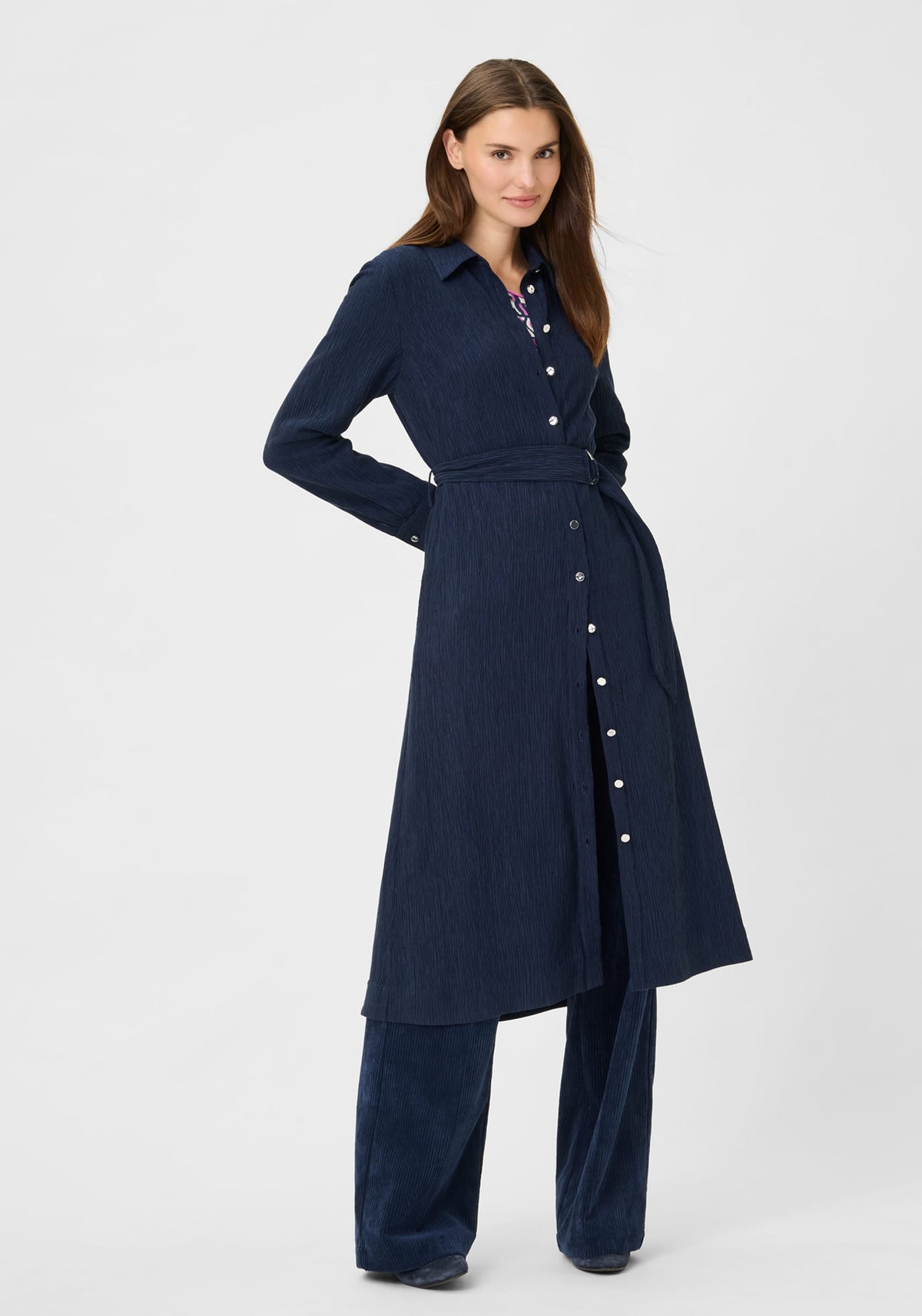 Crinkle A-Line Shirt Dress