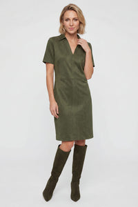 Faux Suede Collared Dress