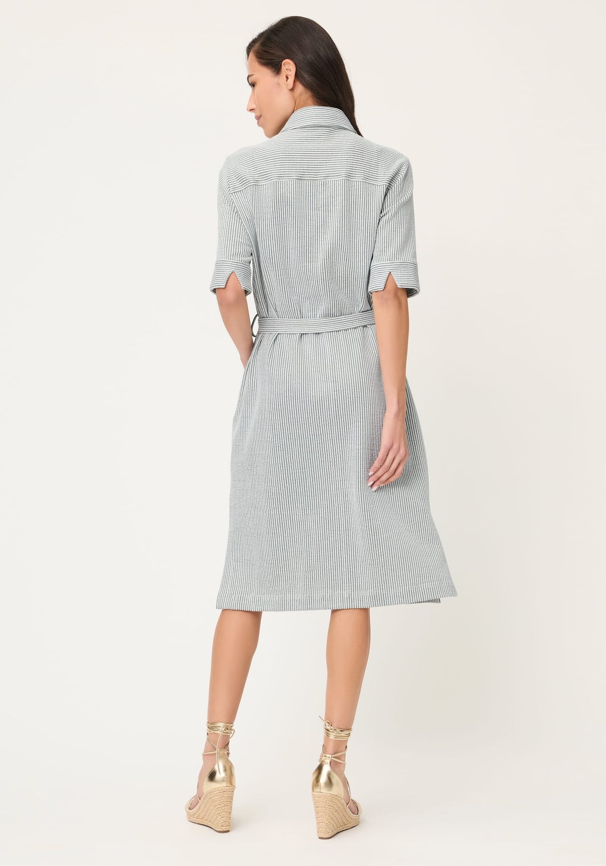 Seersucker Shirt Dress - Olsen Fashion Seersucker Shirt Dress - Olsen Fashion