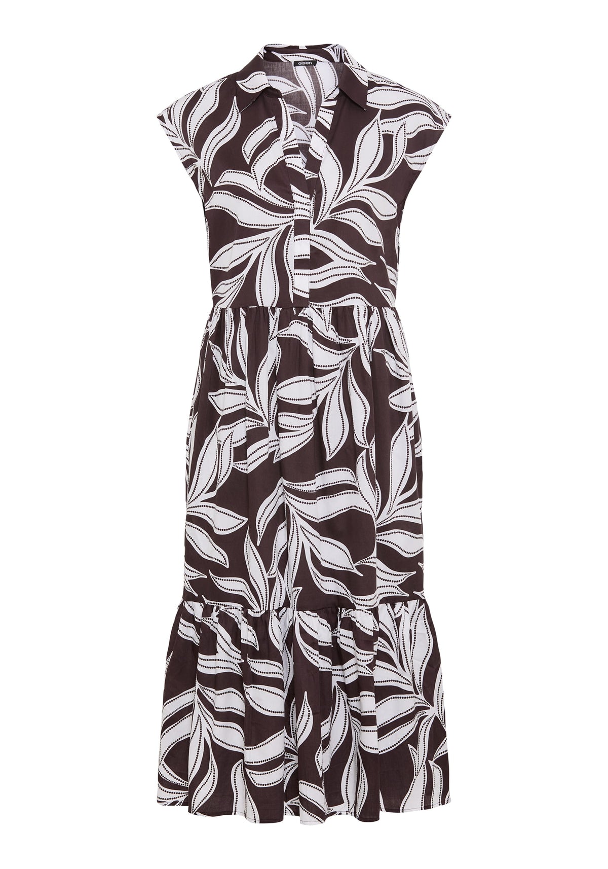 Robe à volants à motifs de feuilles
