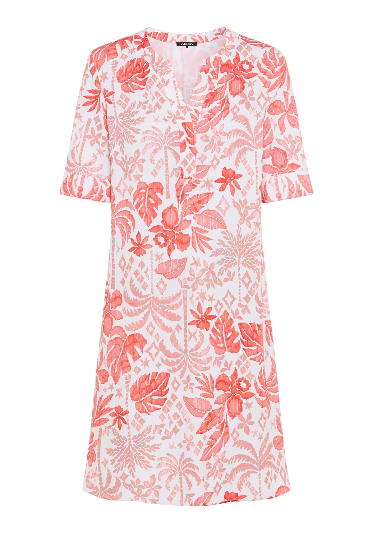 Robe tunique à imprimé botanique décoratif