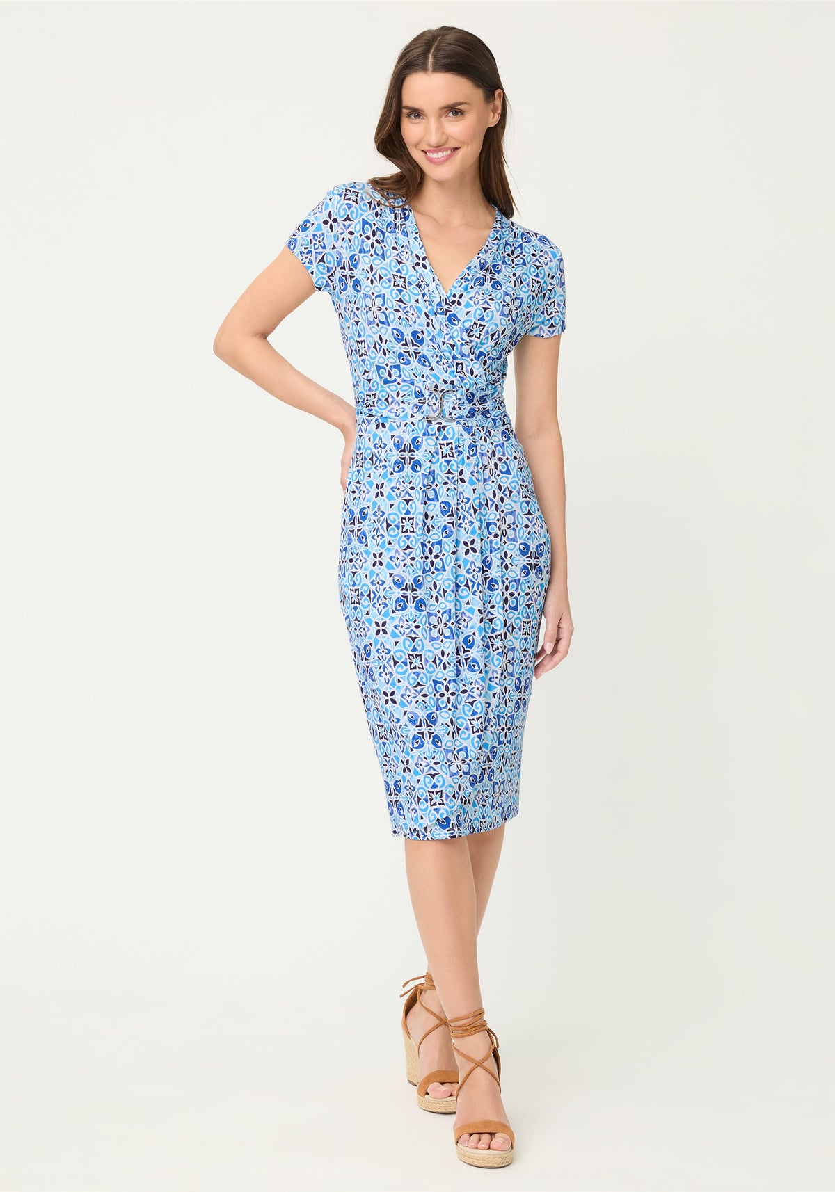 Ornamental Faux Wrap Dress