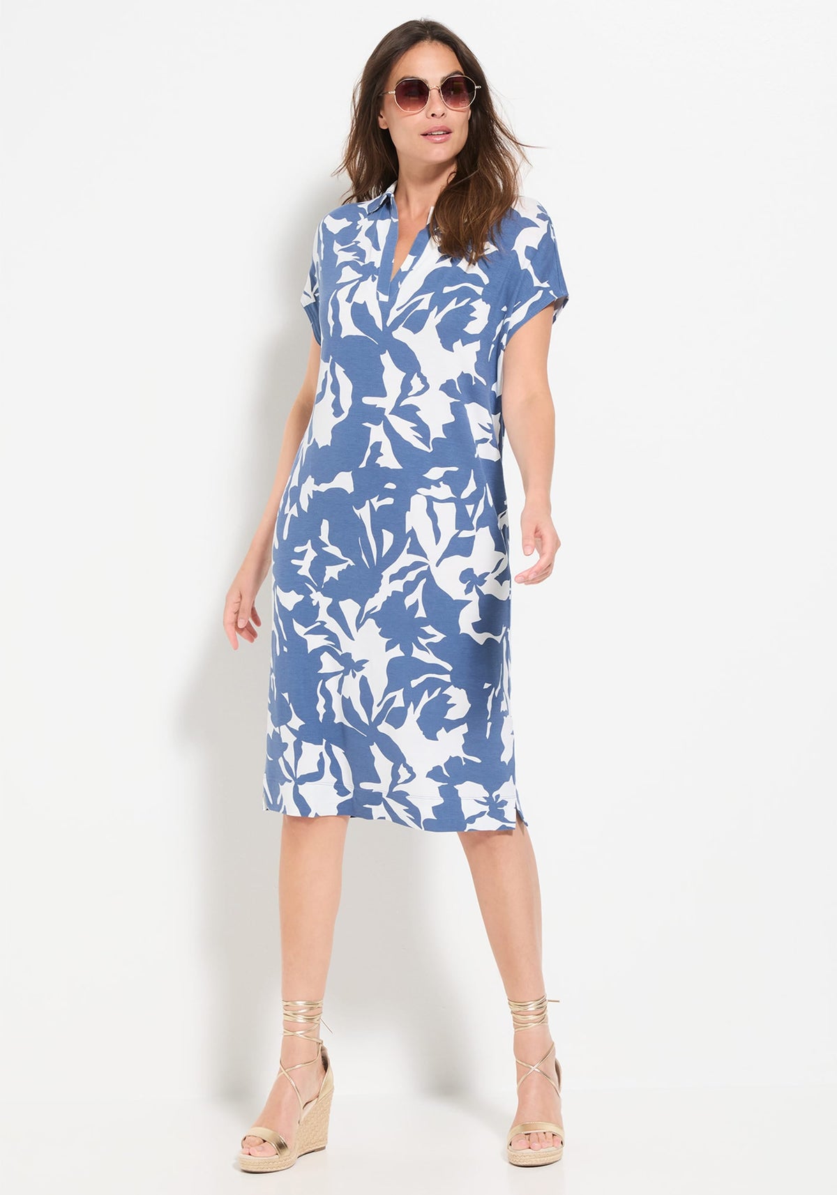 Robe polo à motif floral abstrait
