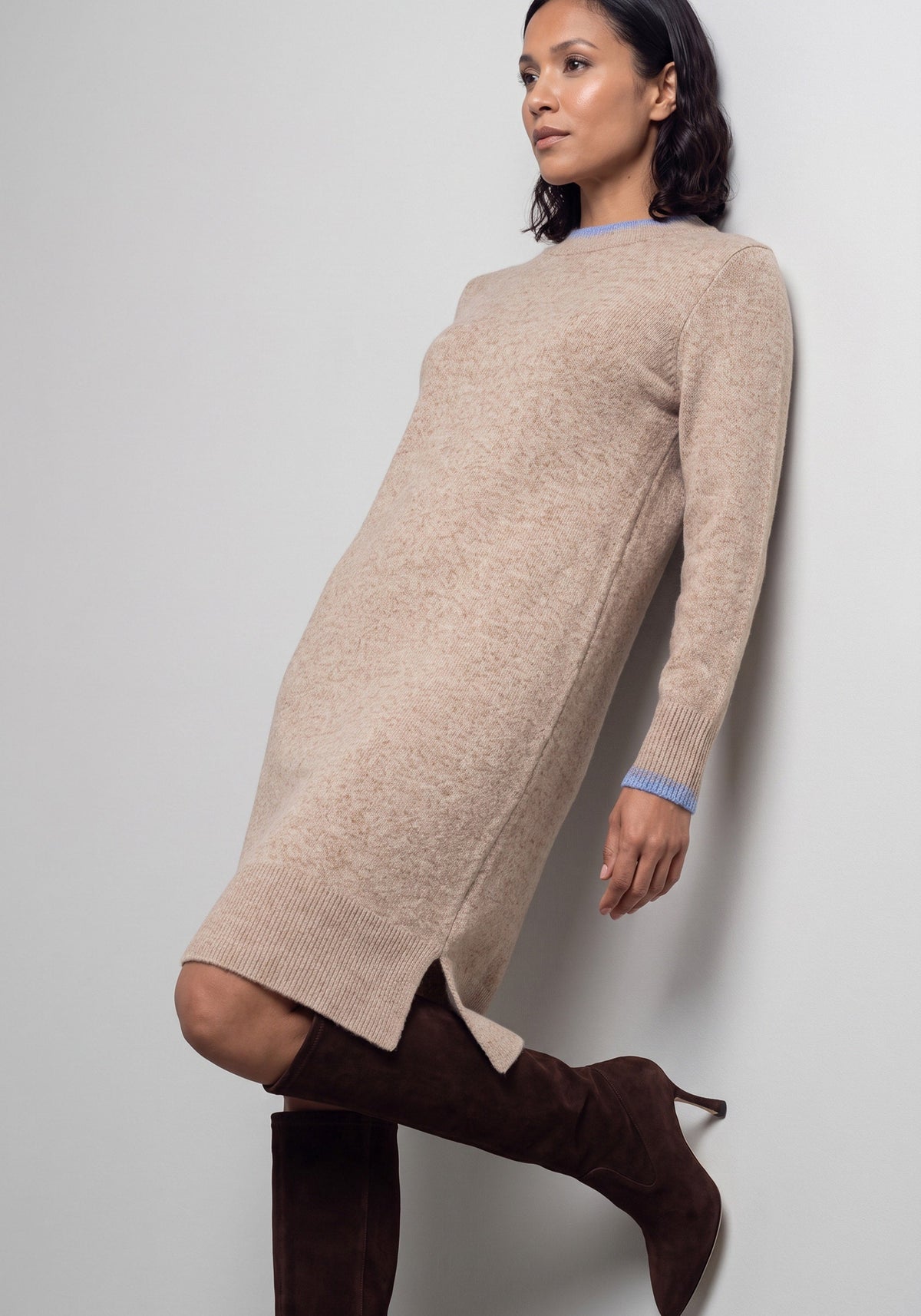 Melange Knit Sweater Dress