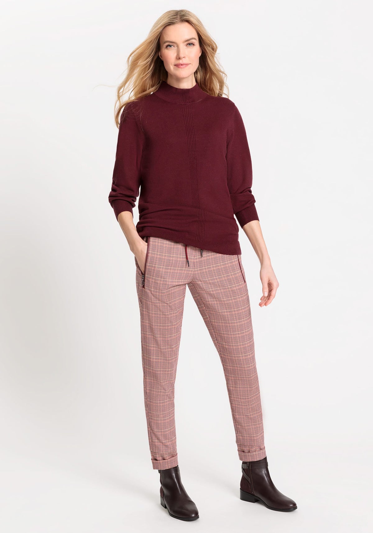 Lisa Fit Straight Leg Micro Houndstooth Trousers
