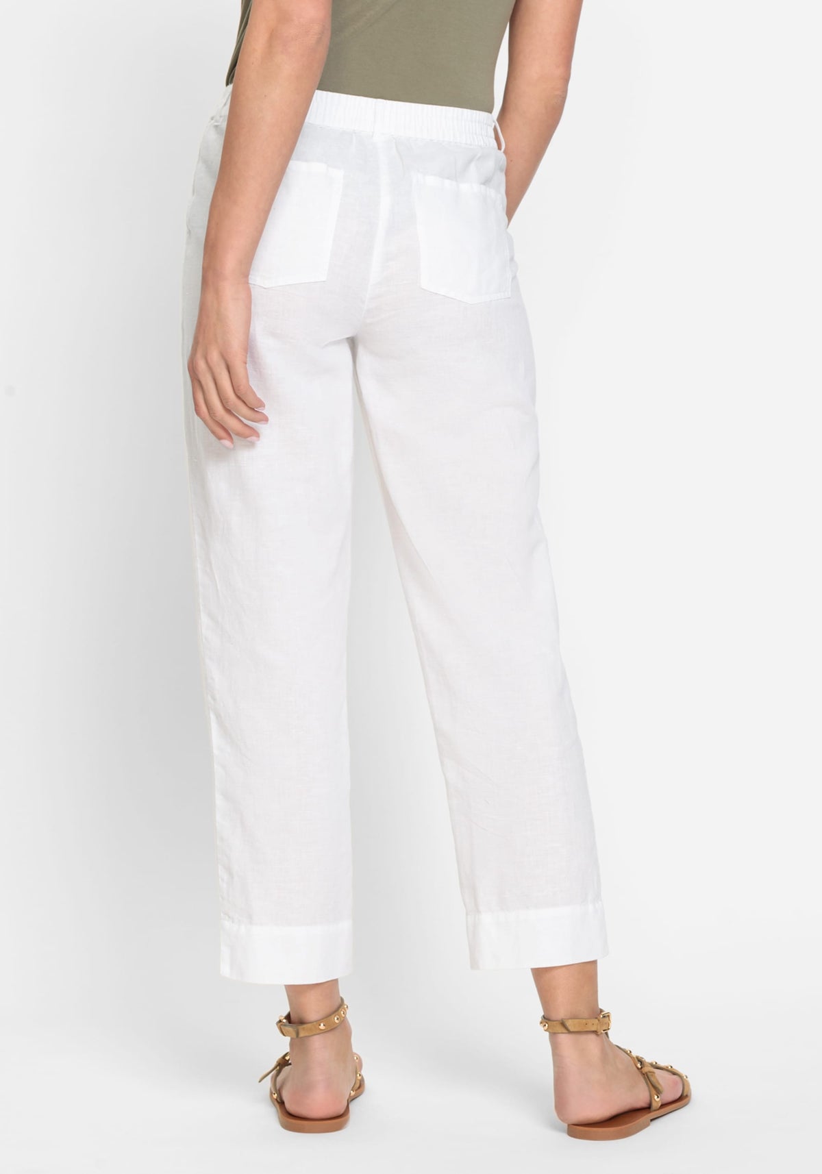 Lisa Fit Straight Cropped Cotton Linen Pantalon