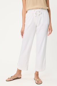 Pantalon court à cordon de serrage en lin et coton