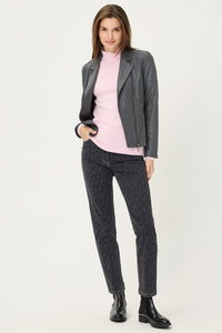 Mona Fit Slim Leg Leopard Print Pant