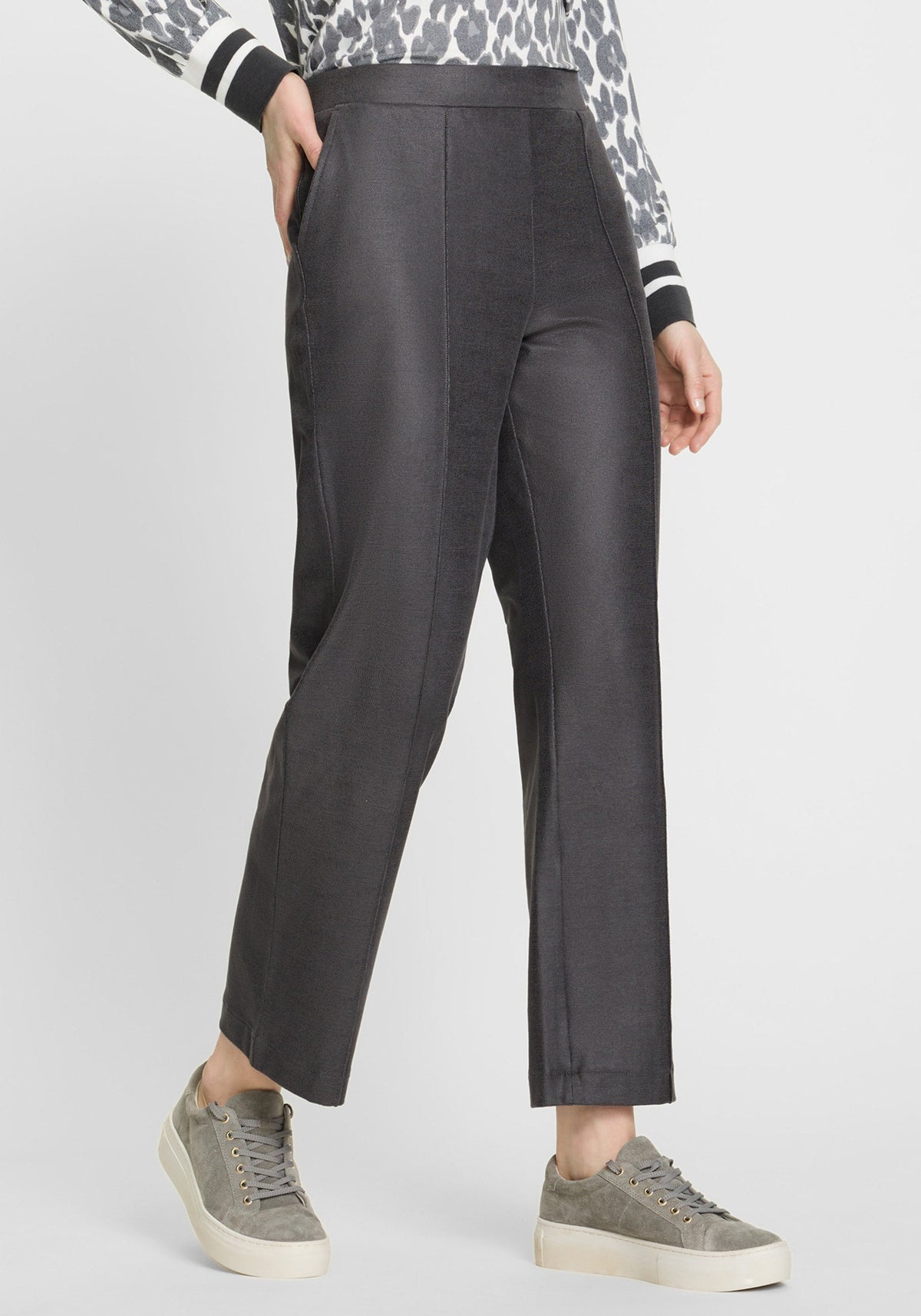 Mona Fit Straight Leg Coated Pull-On Pant