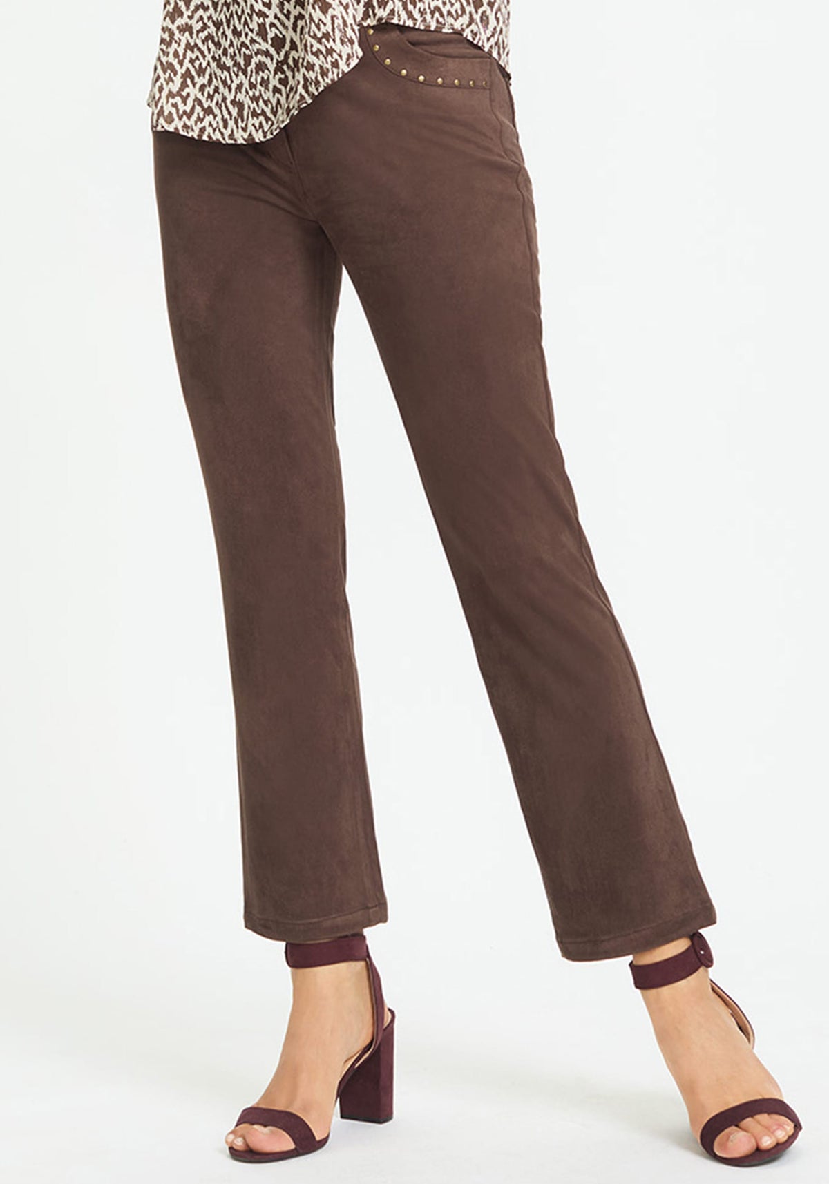 Mona Fit Straight Leg Faux Suede Trousers