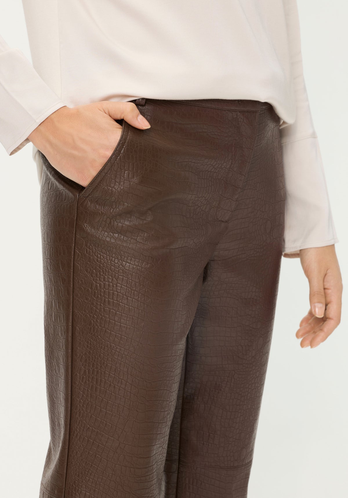 Mona Fit Straight Leg Faux Croc Cropped Pant