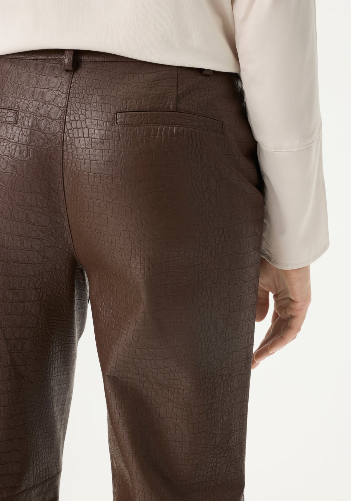 Mona Fit Straight Leg Faux Croc Cropped Pant