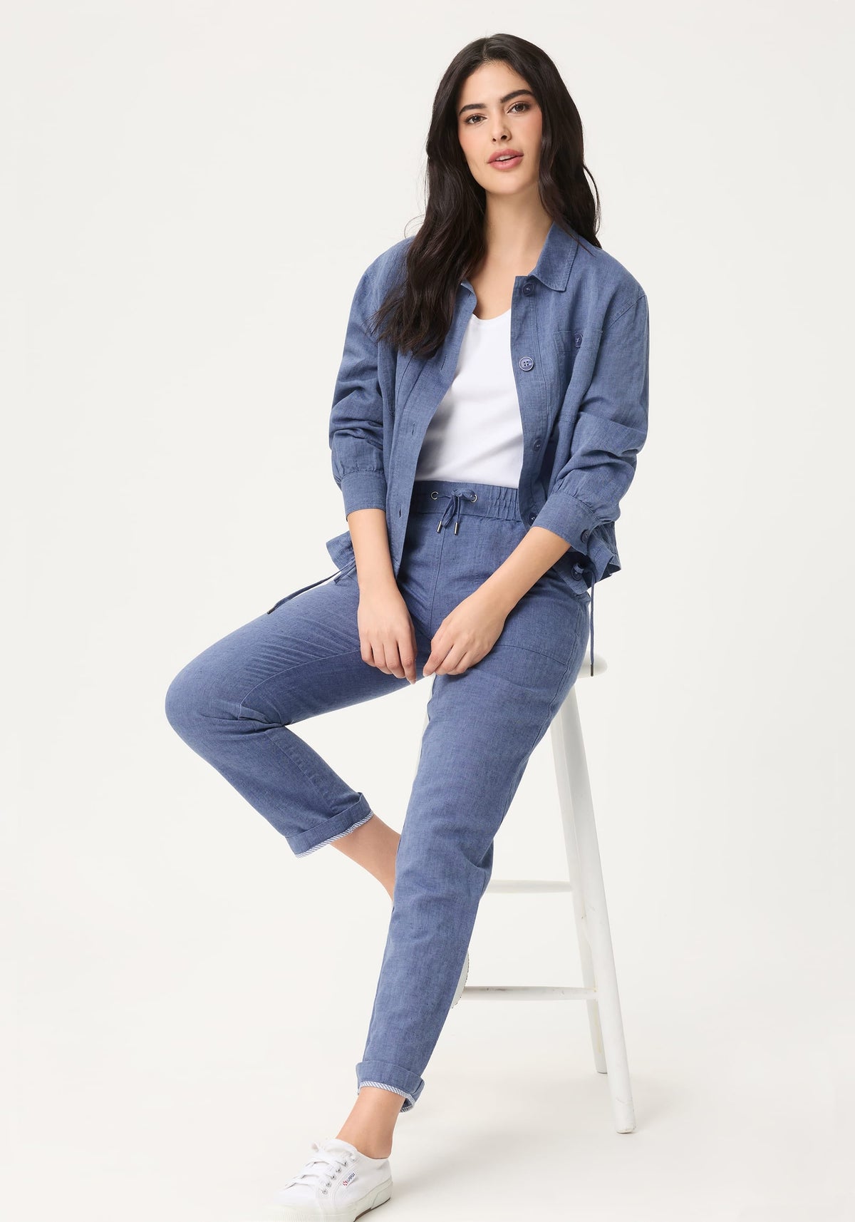 Pantalon court en mélange coton-lin