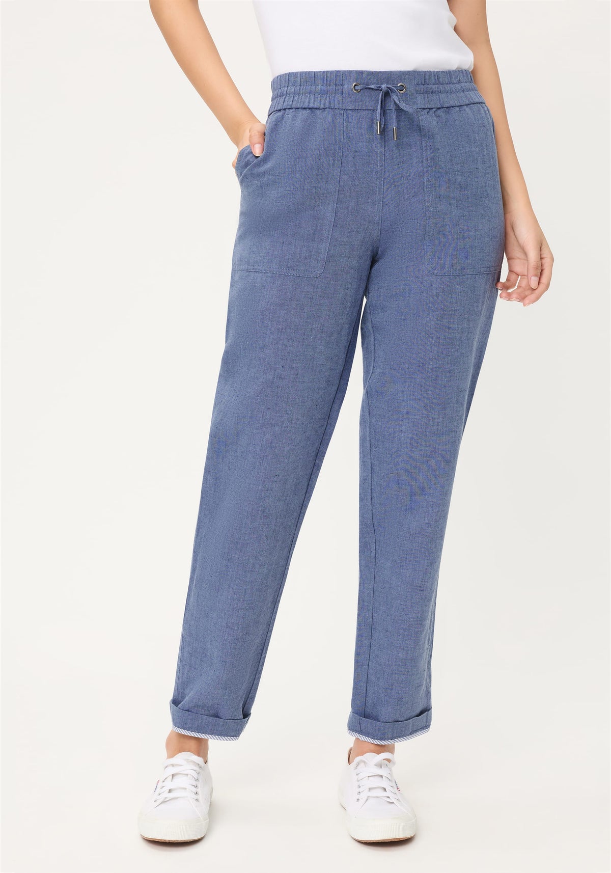 Pantalon court en mélange coton-lin
