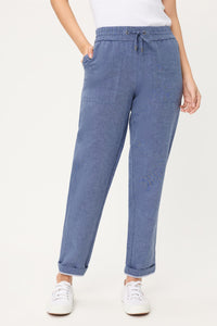 Pantalon court en mélange coton-lin