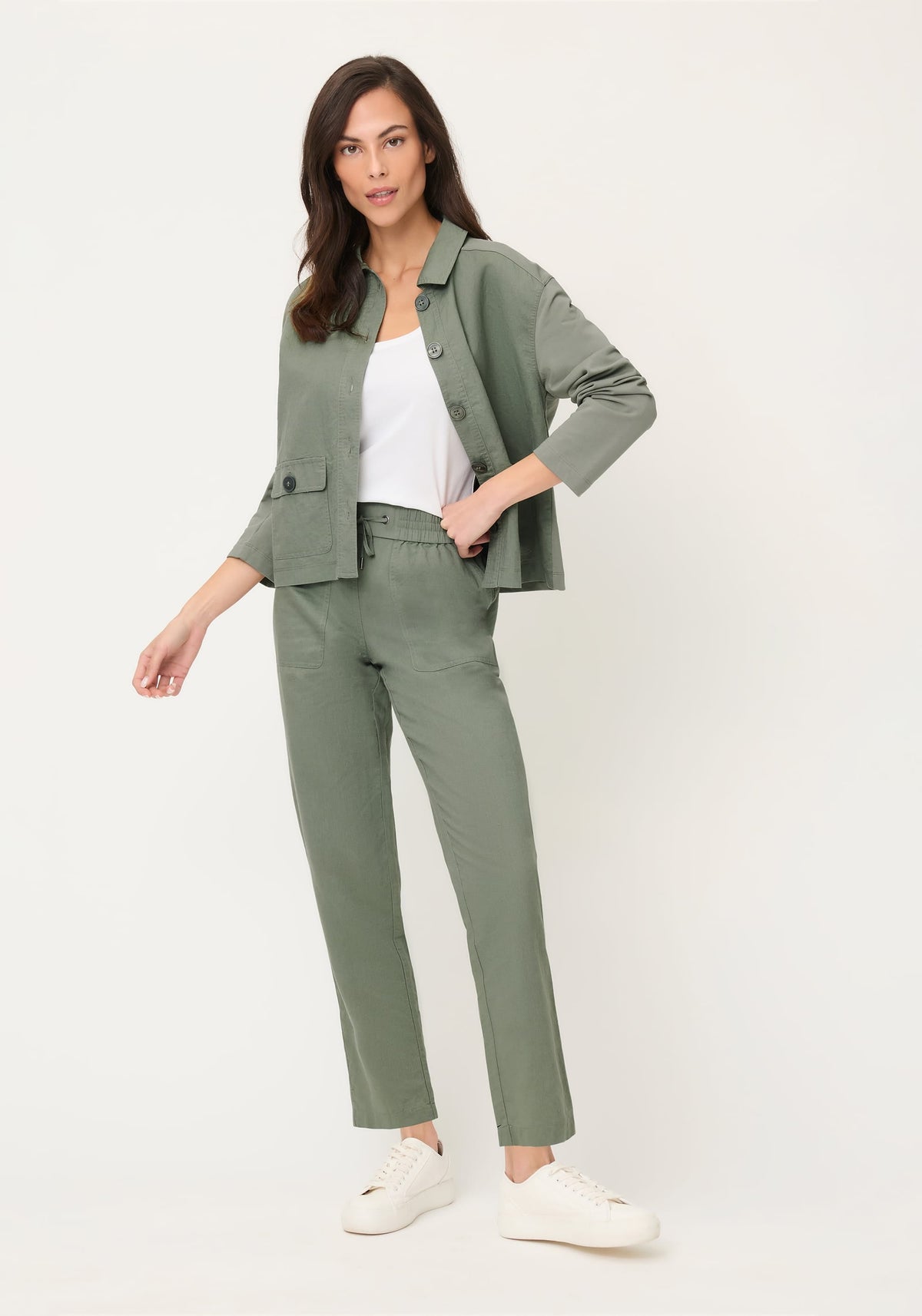 Linen Blend Cropped Pant