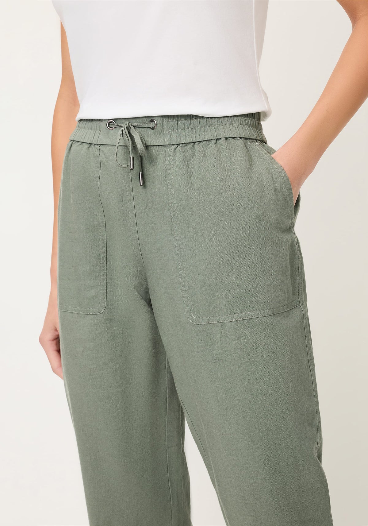 Linen Blend Cropped Pant