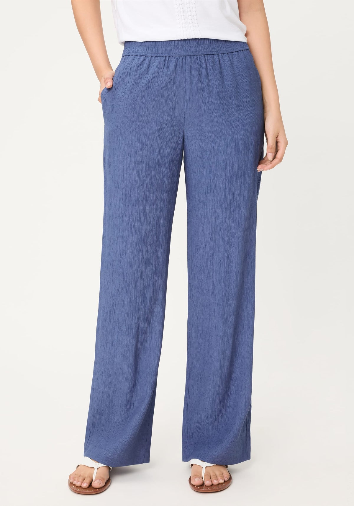 Pantalon ample en tissu froissé