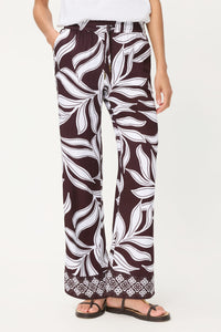 Pantalon à motifs de feuilles