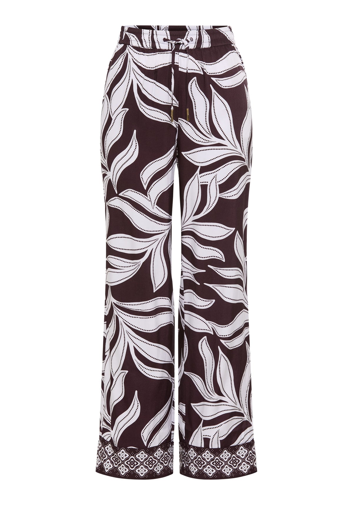 Pantalon à motifs de feuilles