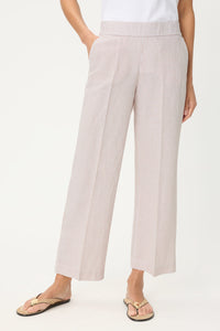 Pantalon court en lin et coton à rayures