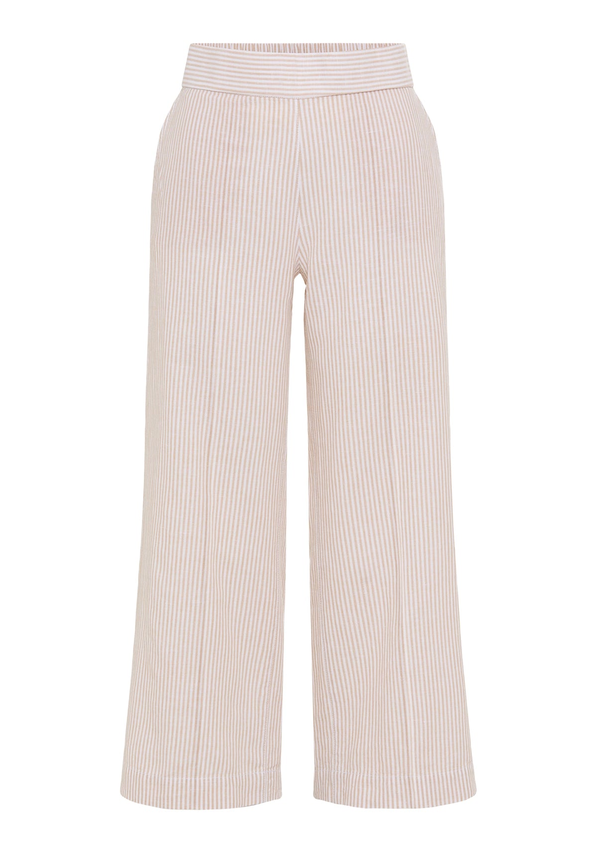 Pantalon court en lin et coton à rayures