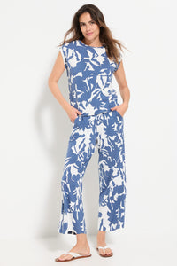 Pantalon court en jersey à motif floral
