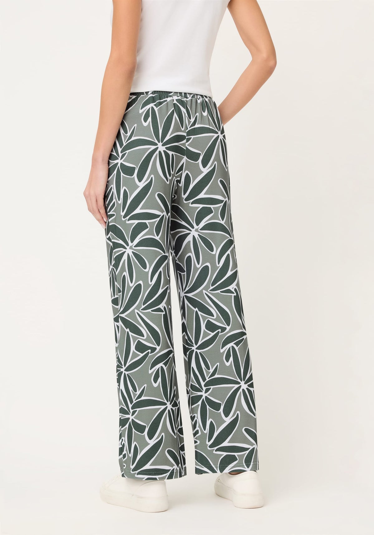 Leaf Design Cropped Pull-On Pant