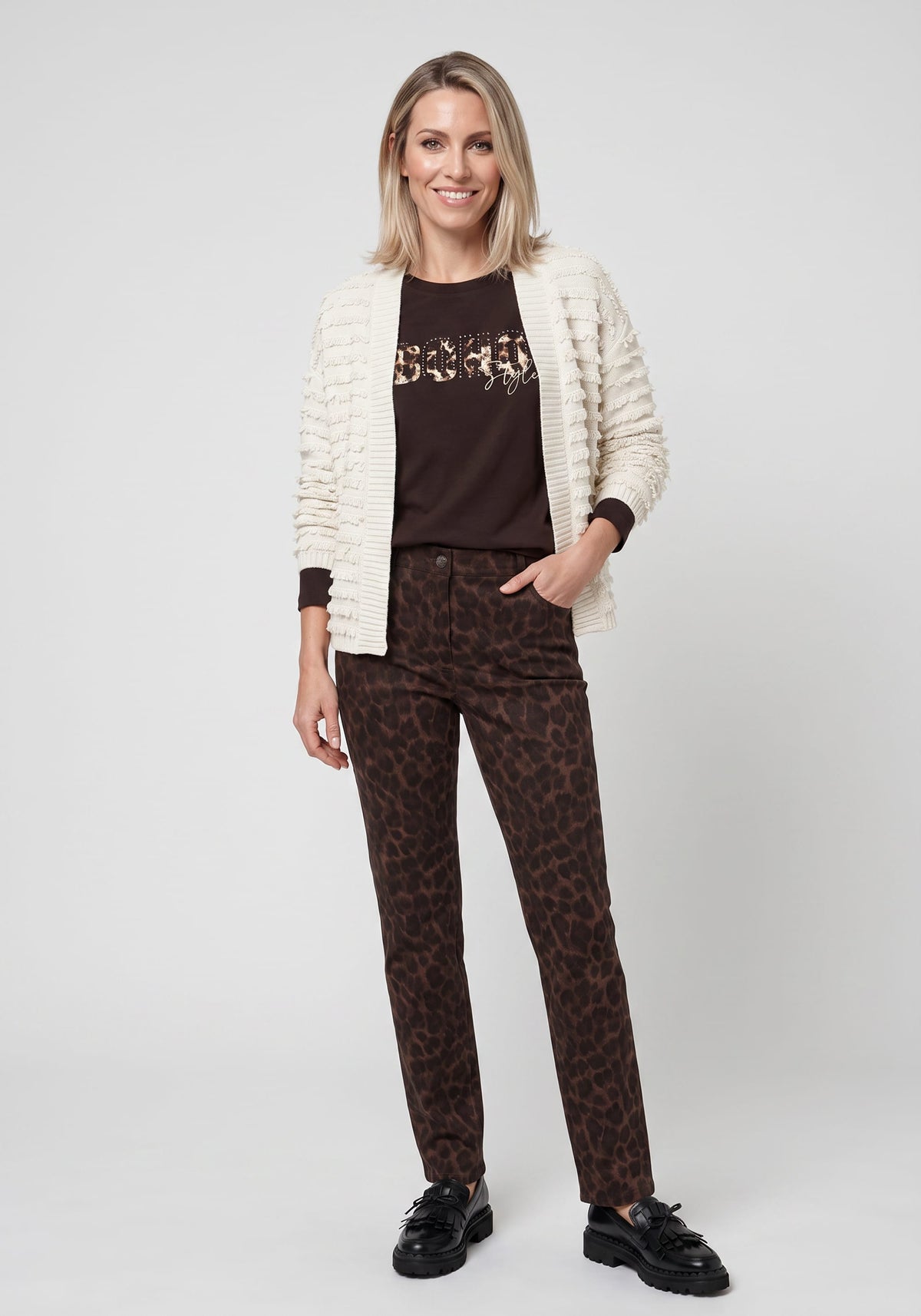 Faux Suede Leopard Print Pant