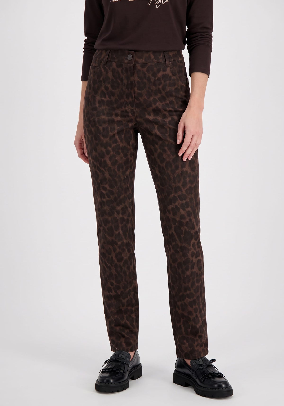 Faux Suede Leopard Print Pant