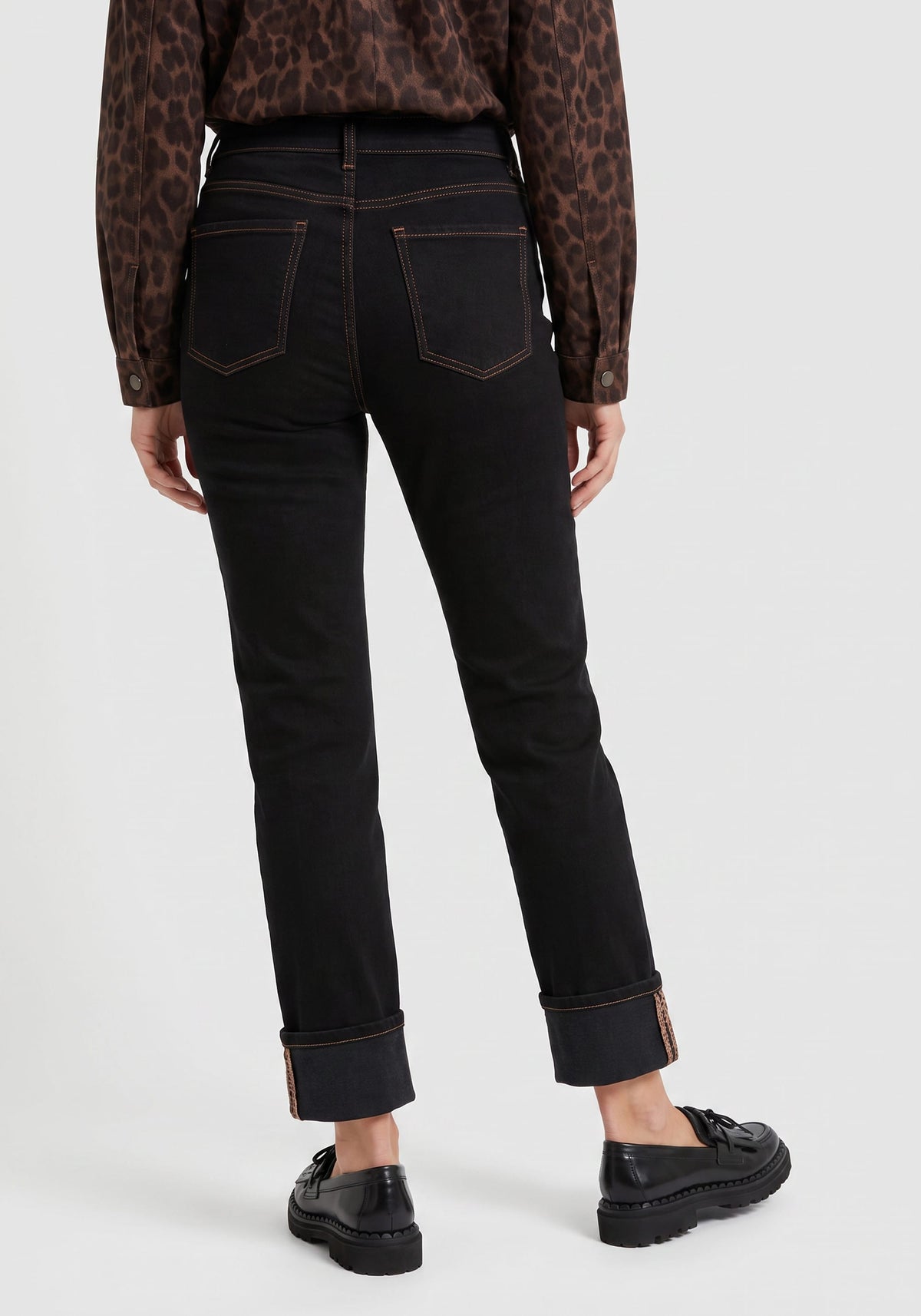 Denim Jeans with Contrast Hem