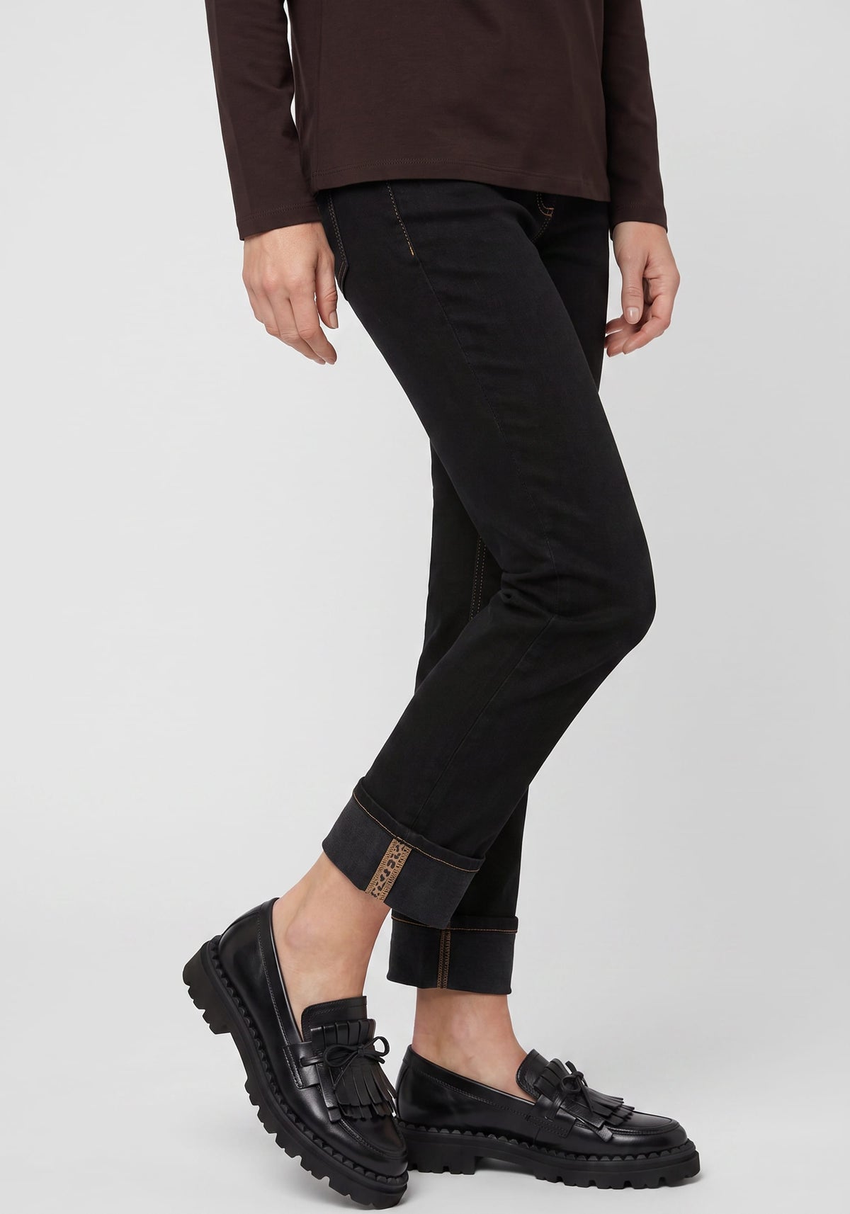 Denim Jeans with Contrast Hem