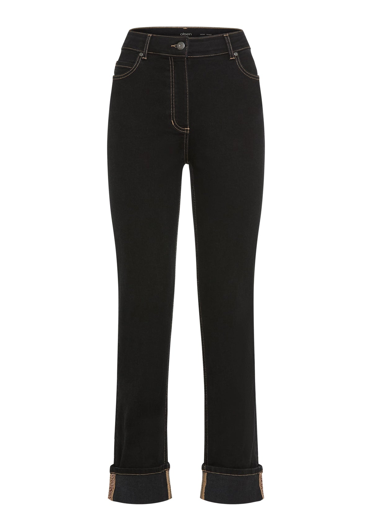 Denim Jeans with Contrast Hem