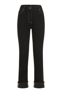 Denim Jeans with Contrast Hem