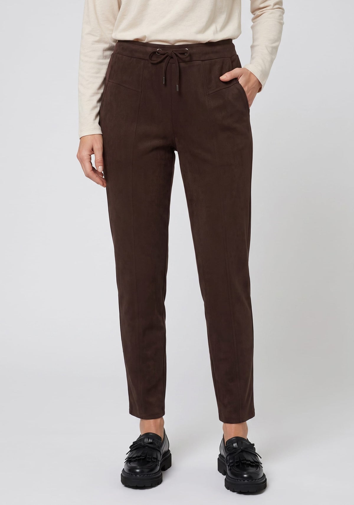 Pantalon à cordon de serrage en simili-suède