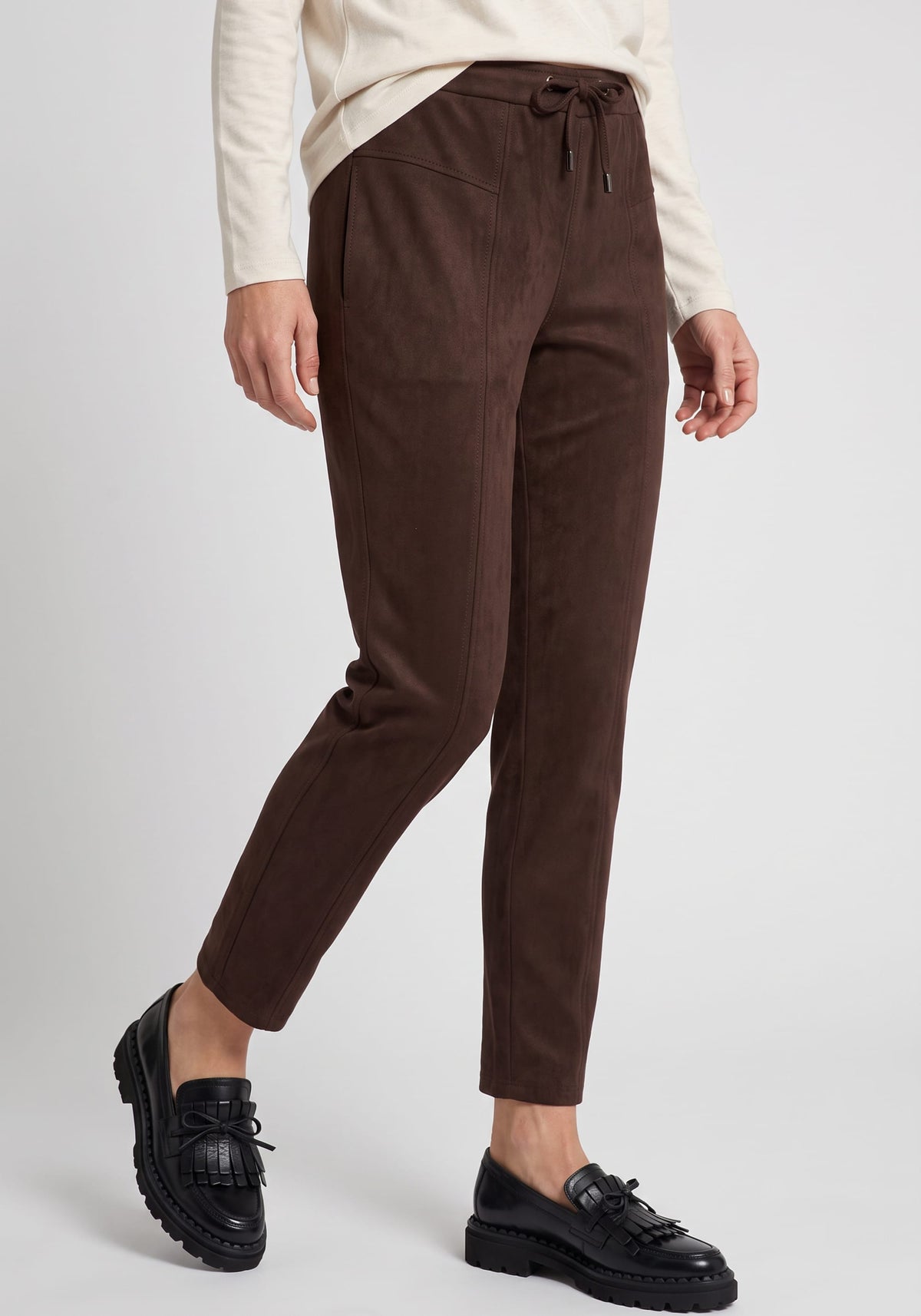 Pantalon à cordon de serrage en simili-suède