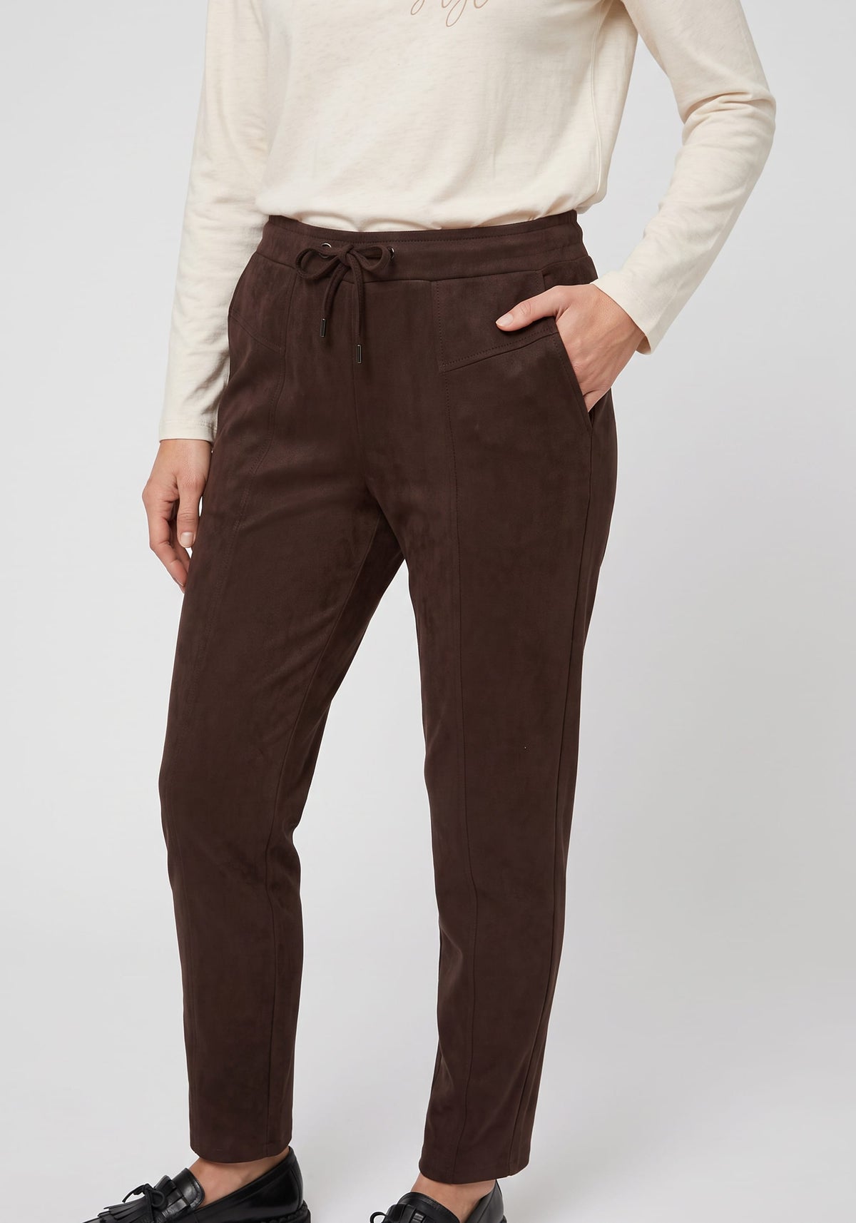 Pantalon à cordon de serrage en simili-suède
