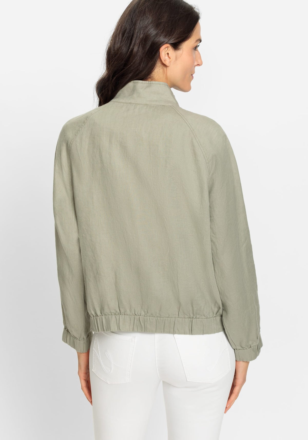 100% Linen High Collar Zip Front Jacket