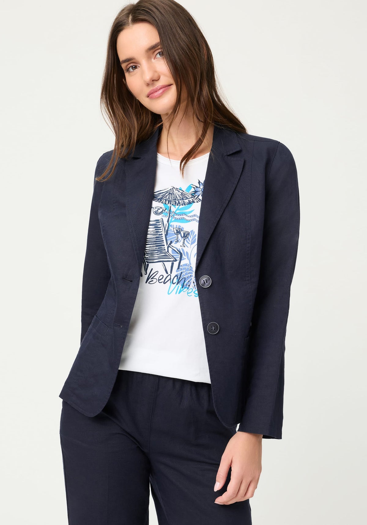 Blazer en lin et coton